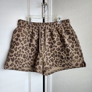 Comfort Leopard Print Drawstring Women’s Shorts - Brown